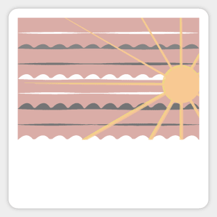 Sunset, sea,.3. sun, sun-art, beach,  spring, ocean, sunart, summer, vector. Sticker